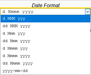 Date Format list