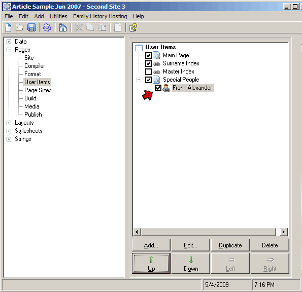 Screen with completed person entry