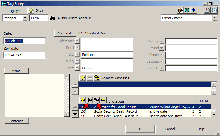 Tag Entry screen buttons